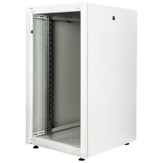Szafa rack 19'' stojąca 22U 600x600x1081mm MobiRack by RackMatic Biała i drzwiczki metalowe perforowane