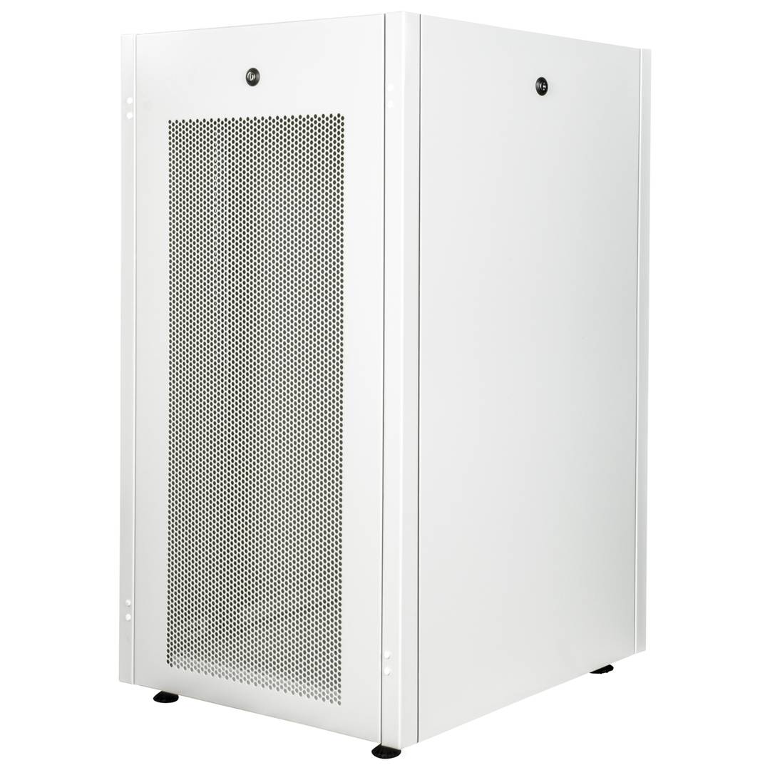 Szafa rack 19'' stojąca 22U 600x600x1081mm MobiRack by RackMatic Biała i drzwiczki metalowe perforowane