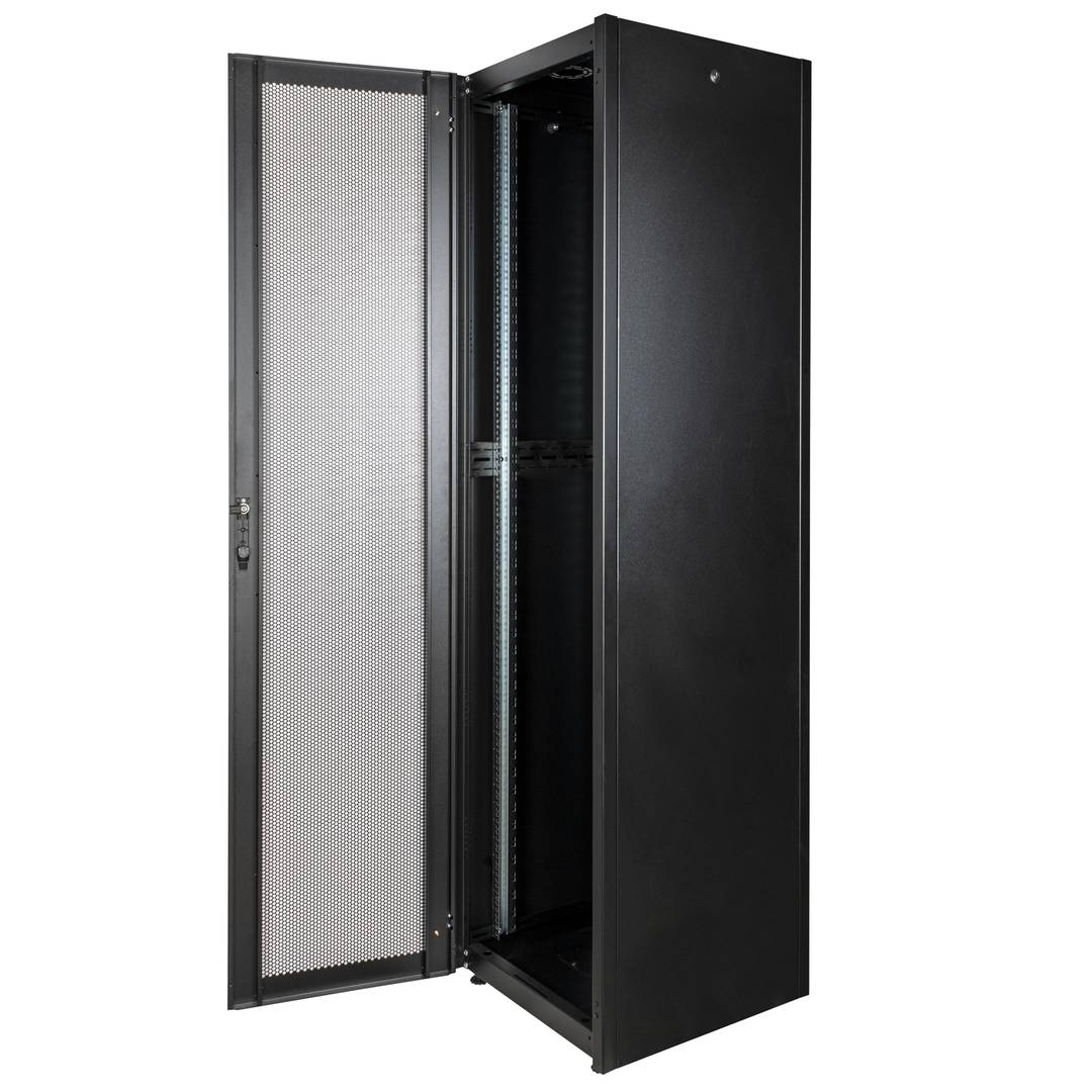 Armari rack 19'' de peu 47U 600x600x2202mm MobiRack de RackMatic Negre i porta de metall perforat