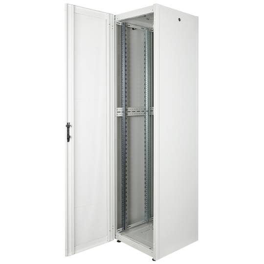 Armário rack 19'' 47U 600x600x2202mm MobiRack by RackMatic Branco e porta metálica perfurada