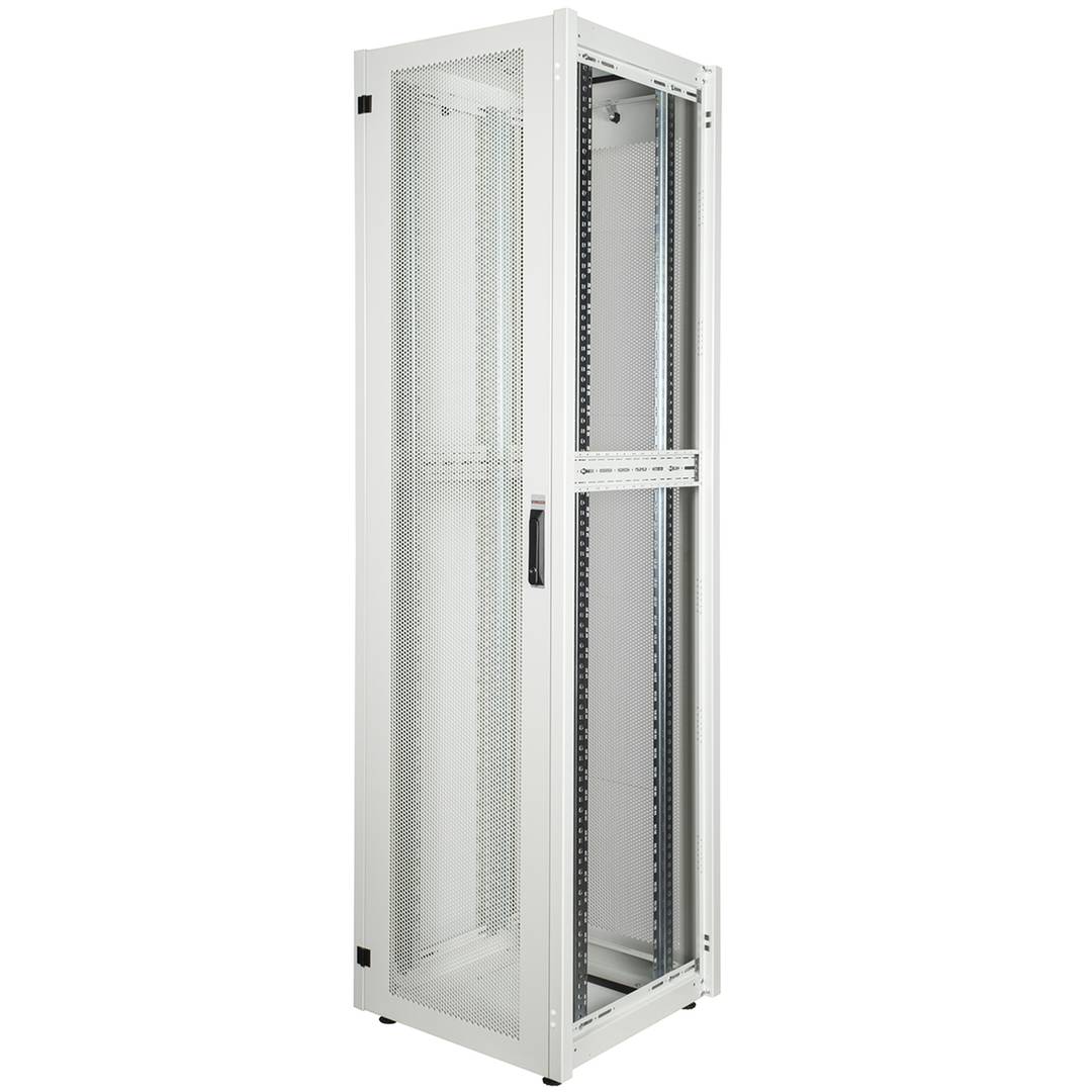 Armário rack 19'' 47U 600x600x2202mm MobiRack by RackMatic Branco e porta metálica perfurada