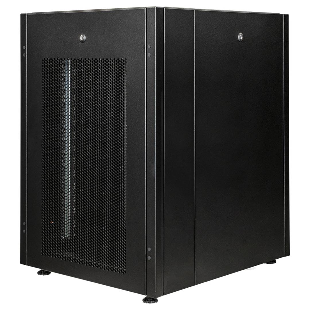 Rackkast 19'' staand 16U 600x800x825mm MobiRack van RackMatic Zwarte en geperforeerde metalen deur