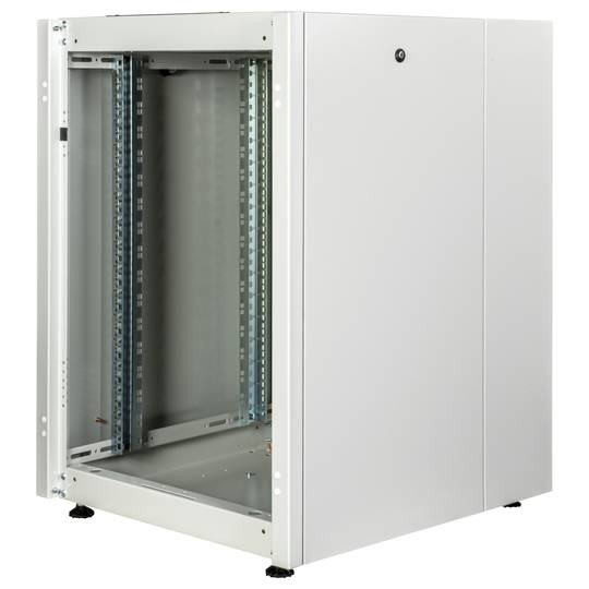 Armario rack 19'' de pie 16U 600x800x825mm MobiRack de RackMatic Blanco y puerta de metal perforado