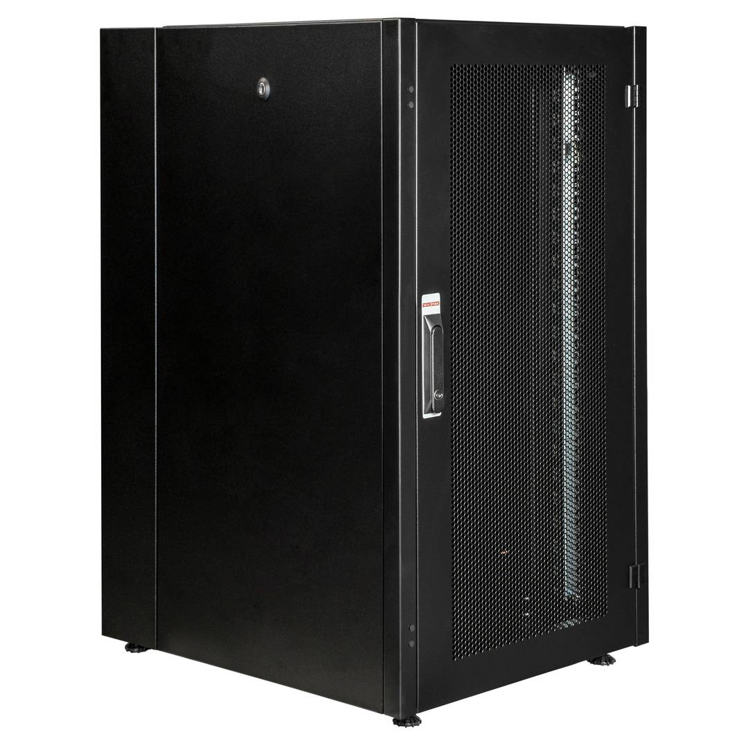 Rackkast 19'' staand 22U 600x800x1081mm MobiRack van RackMatic Zwarte en geperforeerde metalen deur