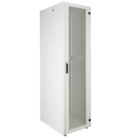 Szafa rack 19'' stojąca 47U 600x800x2202mm MobiRack by RackMatic Białe i perforowane drzwiczki metalowe