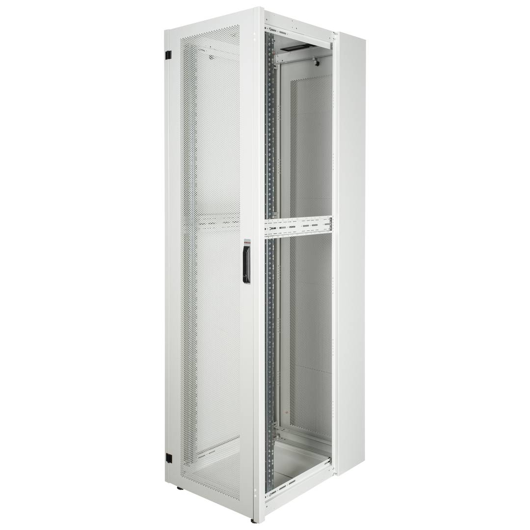Szafa rack 19'' stojąca 47U 600x800x2202mm MobiRack by RackMatic Białe i perforowane drzwiczki metalowe