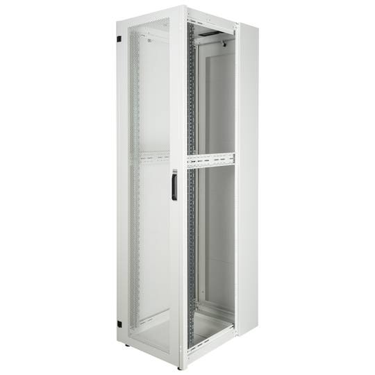 Szafa rack 19'' stojąca 47U 600x800x2202mm MobiRack by RackMatic Białe i perforowane drzwiczki metalowe