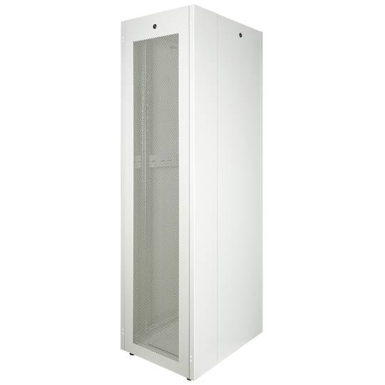 Szafa rack 19'' stojąca 47U 600x800x2202mm MobiRack by RackMatic Białe i perforowane drzwiczki metalowe