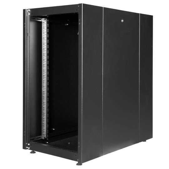 Armário rack 19'' pé 22U 600x1000x1081mm MobiRack by RackMatic Preto e porta metálica perfurada
