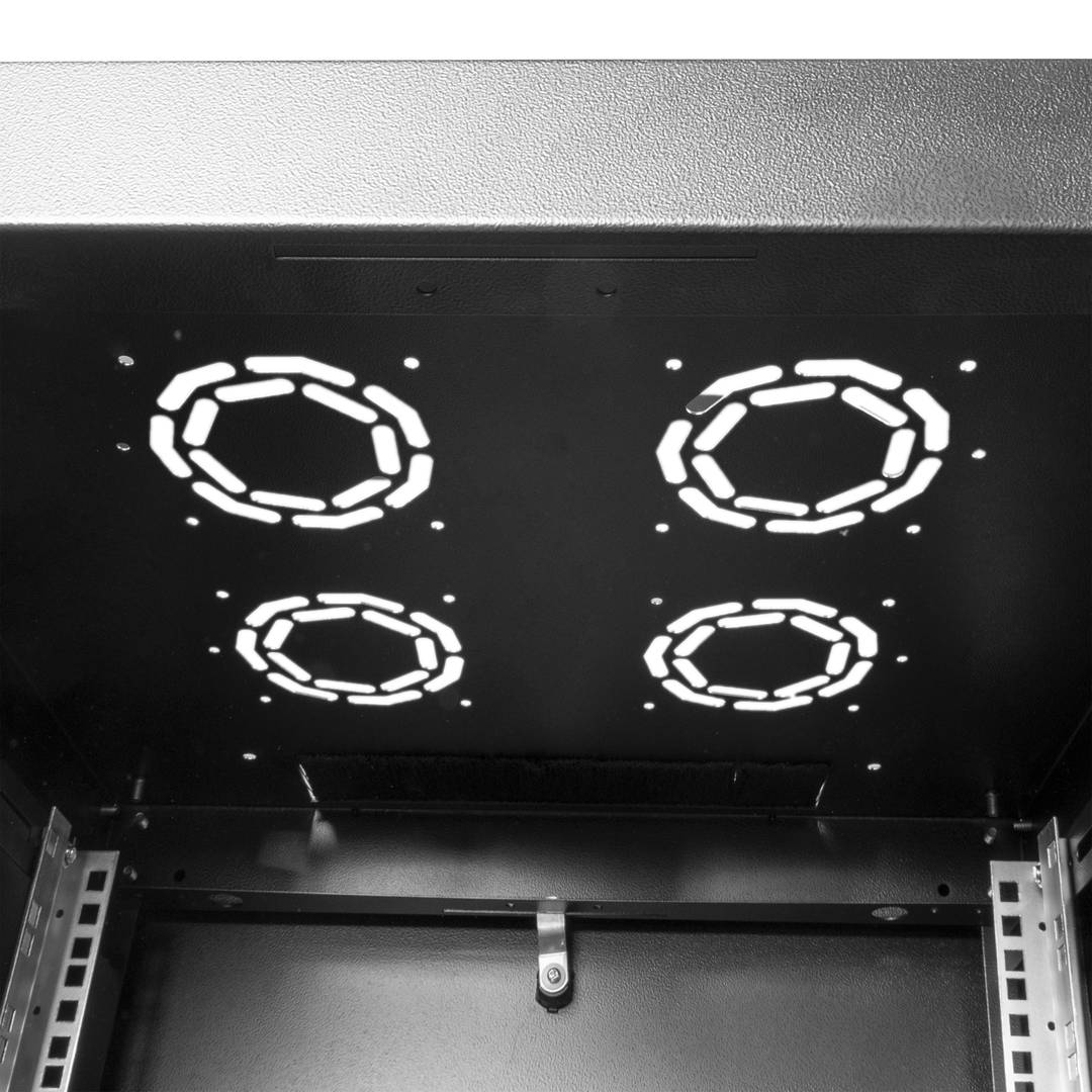 Armário rack 19'' pé 22U 600x1000x1081mm MobiRack by RackMatic Preto e porta metálica perfurada