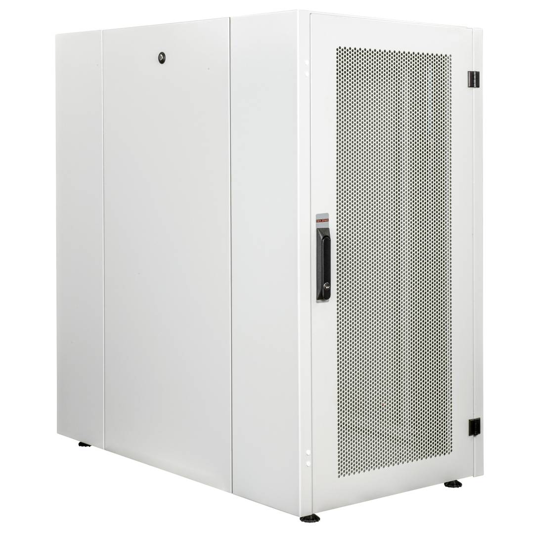 Szafa rack 19'' stojąca 22U 600x1000x1081mm MobiRack by RackMatic Biała i drzwiczki metalowe perforowane