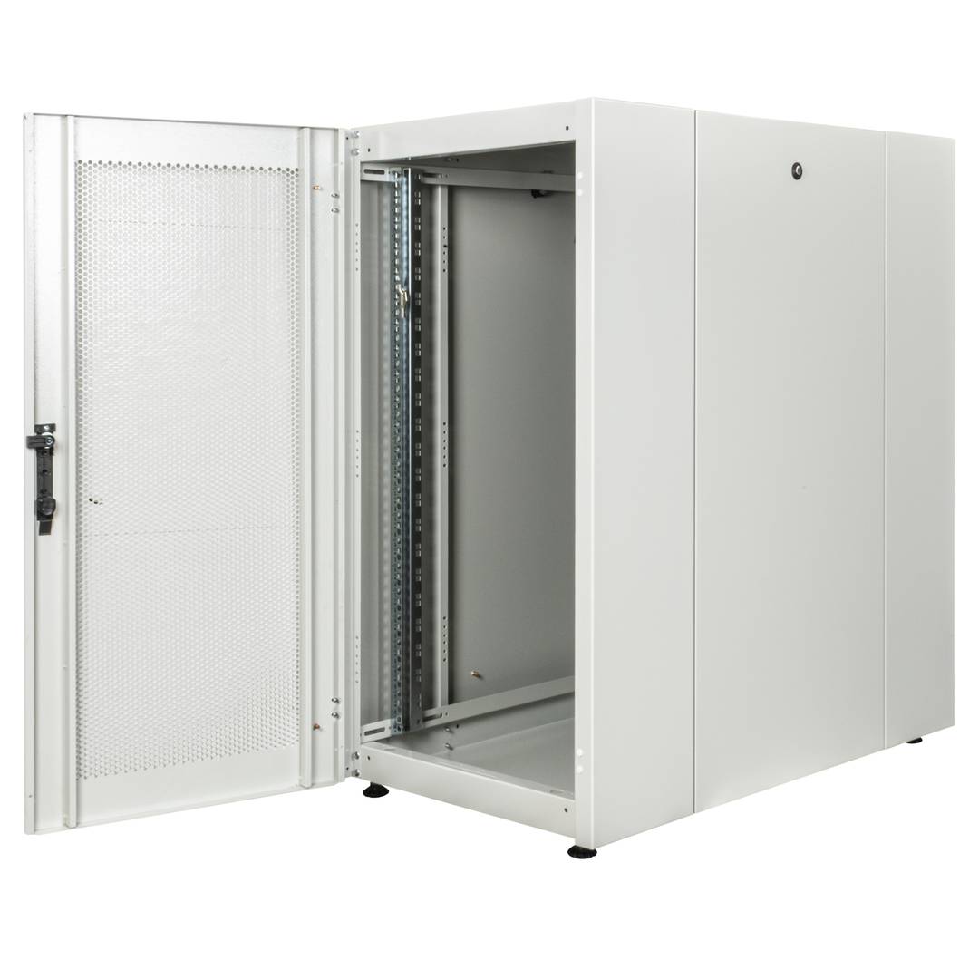 Szafa rack 19'' stojąca 22U 600x1000x1081mm MobiRack by RackMatic Biała i drzwiczki metalowe perforowane