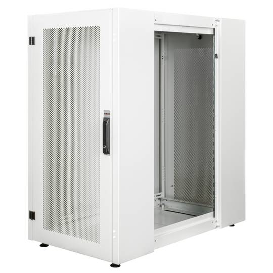 Szafa rack 19'' stojąca 22U 600x1000x1081mm MobiRack by RackMatic Biała i drzwiczki metalowe perforowane