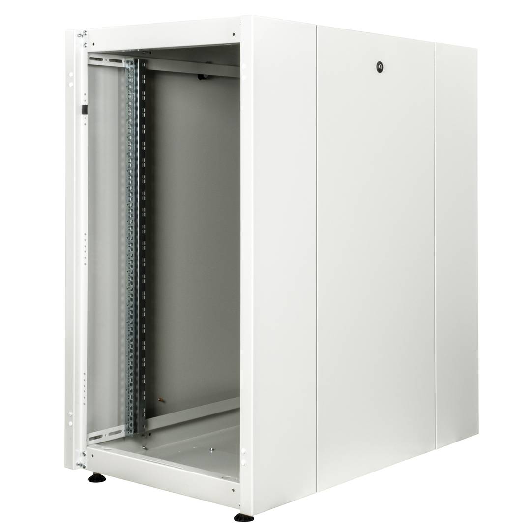 Szafa rack 19'' stojąca 22U 600x1000x1081mm MobiRack by RackMatic Biała i drzwiczki metalowe perforowane
