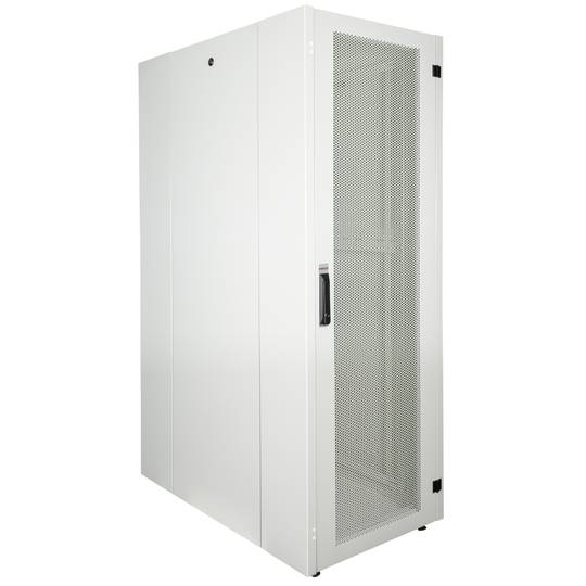 Armário rack 19'' pé 32U 600x1000x1536mm MobiRack by RackMatic Branco e porta metálica perfurada