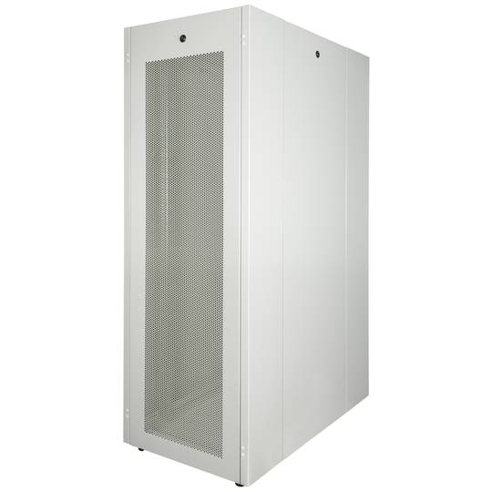 Armário rack 19'' pé 32U 600x1000x1536mm MobiRack by RackMatic Branco e porta metálica perfurada