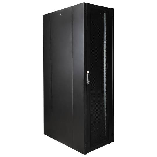 Szafa rack 19'' stojąca 42U 600x1000x1980mm MobiRack by RackMatic Czarna i drzwiczki metalowe perforowane