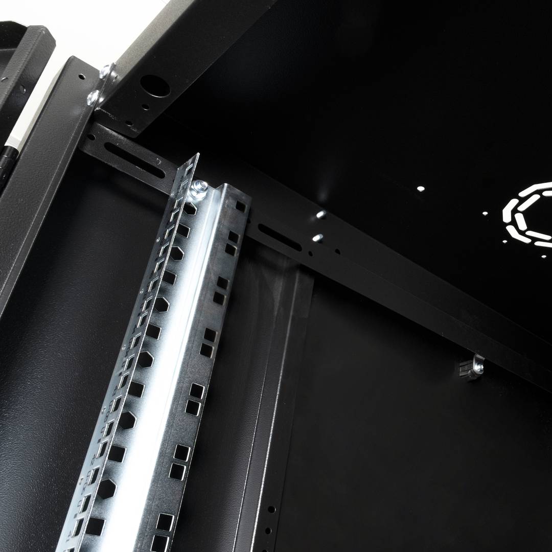 Szafa rack 19'' stojąca 42U 600x1000x1980mm MobiRack by RackMatic Czarna i drzwiczki metalowe perforowane