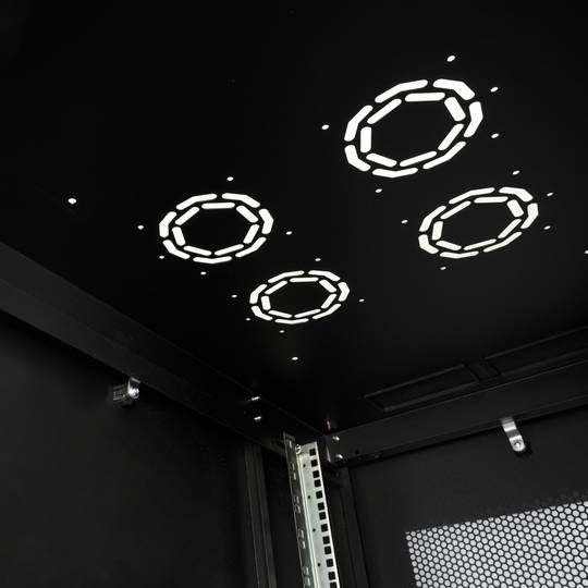Szafa rack 19'' stojąca 42U 600x1000x1980mm MobiRack by RackMatic Czarna i drzwiczki metalowe perforowane