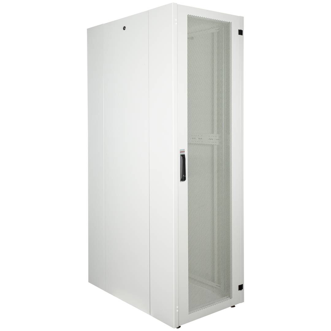 Szafa rack 19'' stojąca 42U 600x1000x1980mm MobiRack by RackMatic Biała i drzwiczki metalowe perforowane