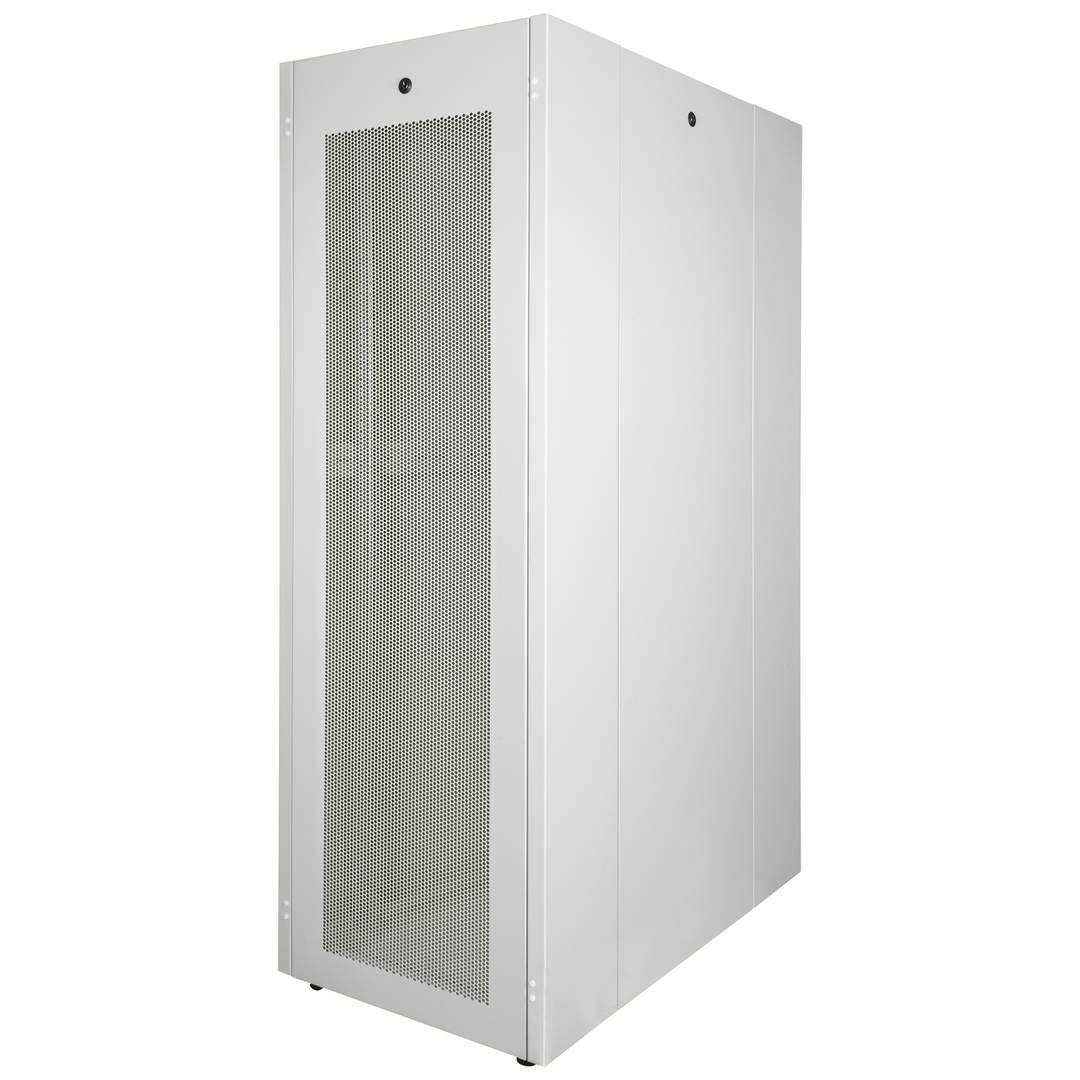 Szafa rack 19'' stojąca 42U 600x1000x1980mm MobiRack by RackMatic Biała i drzwiczki metalowe perforowane