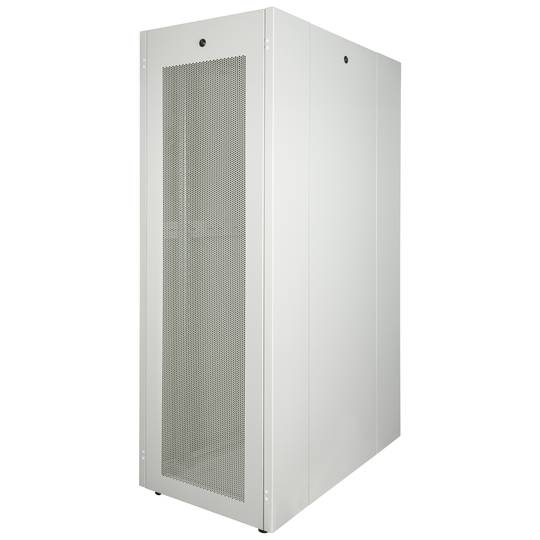Szafa rack 19'' stojąca 42U 600x1000x1980mm MobiRack by RackMatic Biała i drzwiczki metalowe perforowane