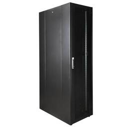 Armário rack 19'' pé 47U 600x1000x2202mm MobiRack by RackMatic Preto e porta metálica perfurada