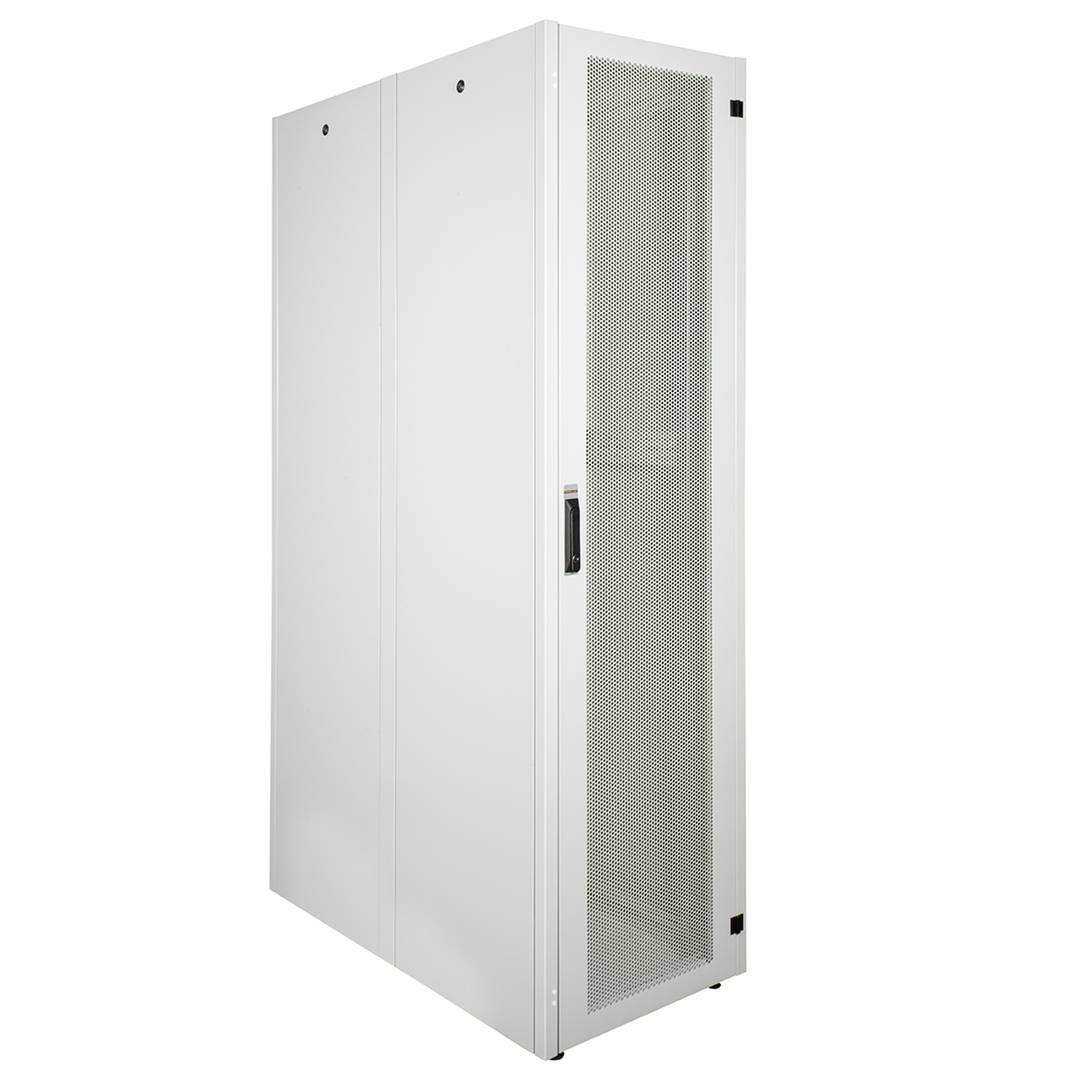 Armário rack 19'' pé 47U 600x1200x2202mm MobiRack by RackMatic Branco e porta metálica perfurada