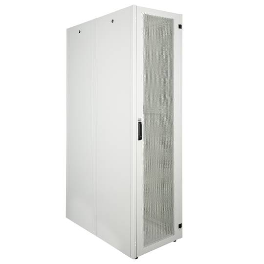 Armário rack 19'' pé 47U 600x1200x2202mm MobiRack by RackMatic Branco e porta metálica perfurada