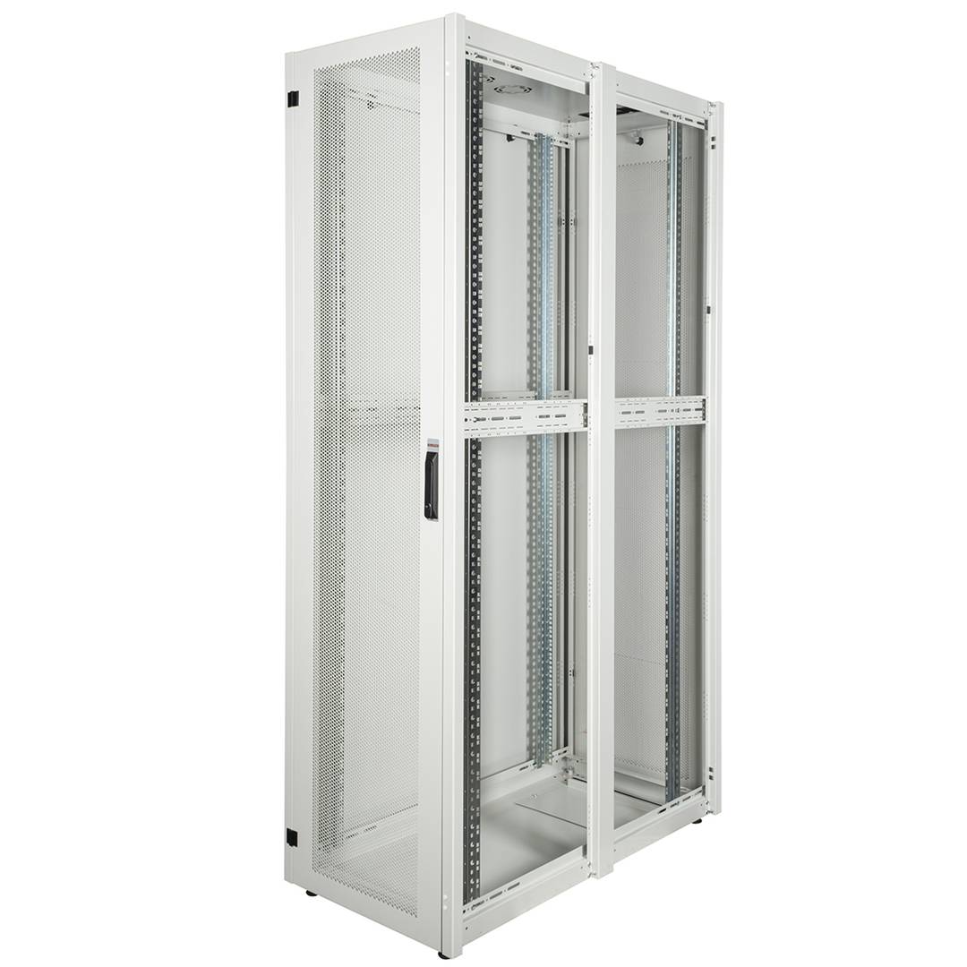 Armário rack 19'' pé 47U 600x1200x2202mm MobiRack by RackMatic Branco e porta metálica perfurada