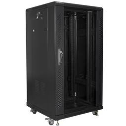 Armadio rack 19" in piedi 22U Larghezza 600 Profondità 600 Porta in vetro temperato e colore nero RAL9004 Lanberg FF01-6622-12B