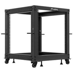 Otwarta szafa rack 19" o regulowanej głębokości 12U 600x600x1100mm rozmontowana DIY czarna Lanberg