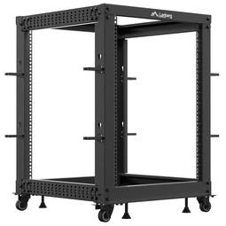 Otwarta szafa rack 19" o regulowanej głębokości 15U F600 600x600x1100mm rozmontowana DIY czarna Lanberg
