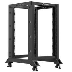 Otwarta szafa rack 19" o regulowanej głębokości 18U F800 600x800x1051mm rozmontowana DIY czarna Lanberg