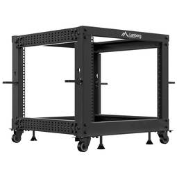 Otwarta szafa rack z regulowaną głębokością 19" 9U F600 657x600x577mm do samodzielnego montażu czarna Lanberg