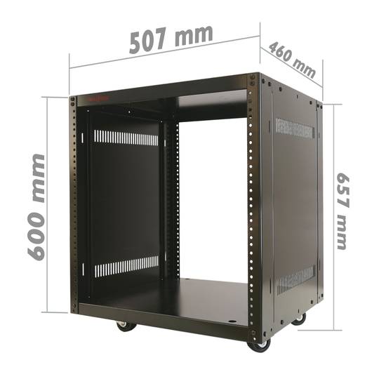 Armari rack d'estudi 19'' 12U 507x460x600mm amb rodes SOHORack desmuntat DIY de RackMatic