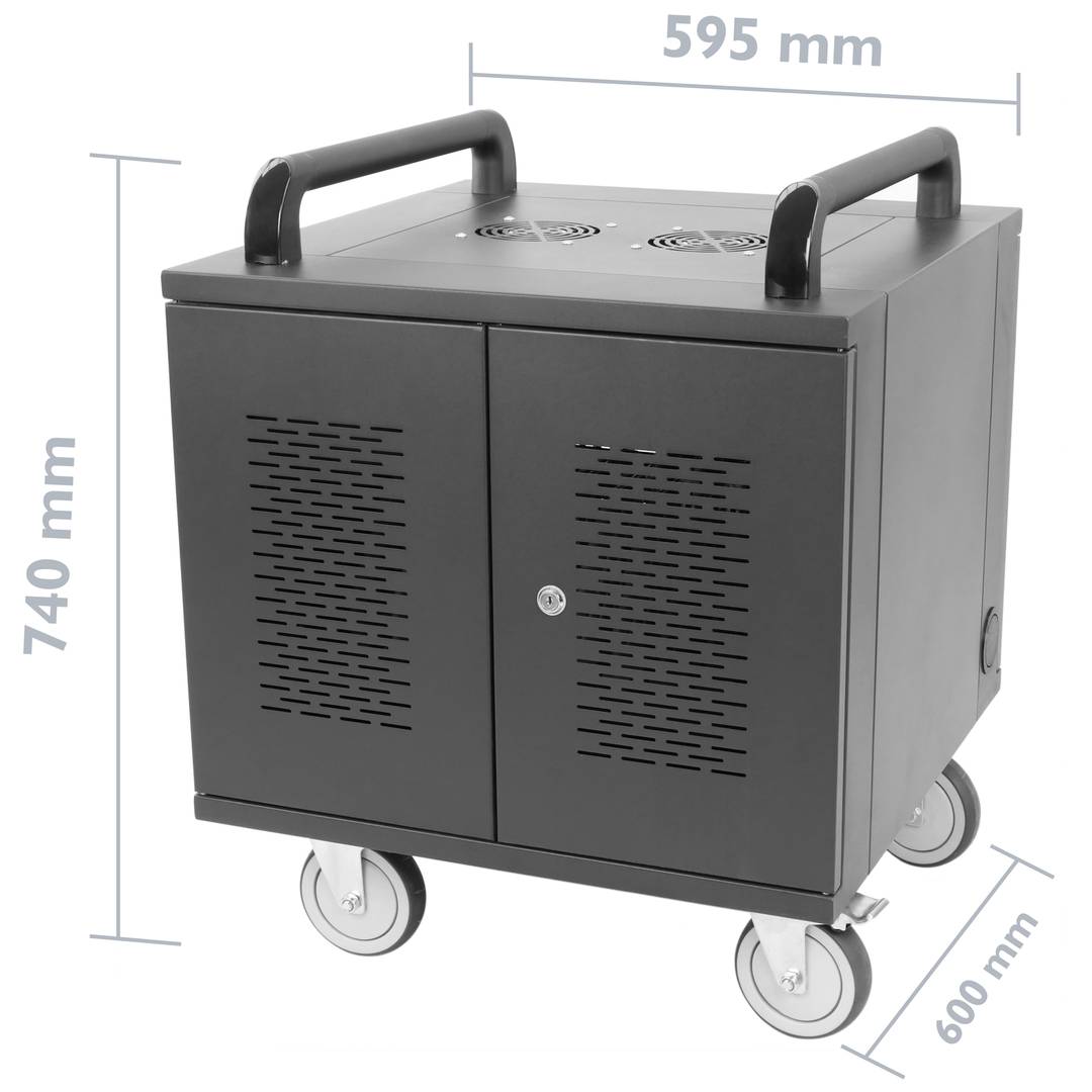 Chariot de chargement pour 10 ordinateurs portables et tablettes noir