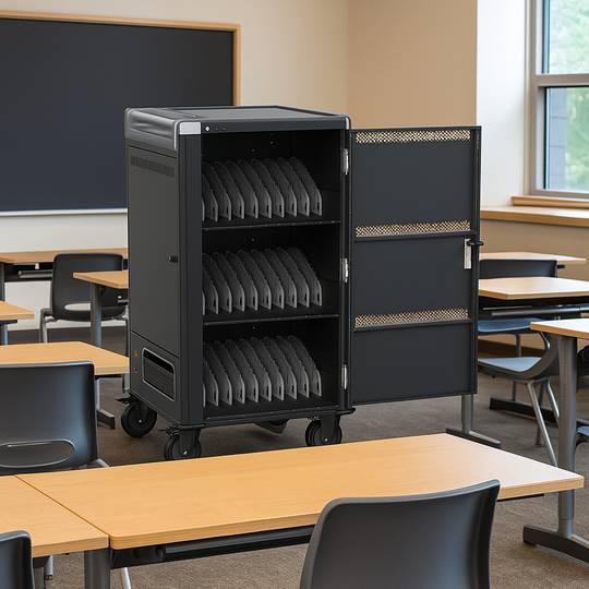 Lade- und computer Transportschrank für 22 Notebooks, Laptops und Tablets Aufladewagen schwarze unmontiert