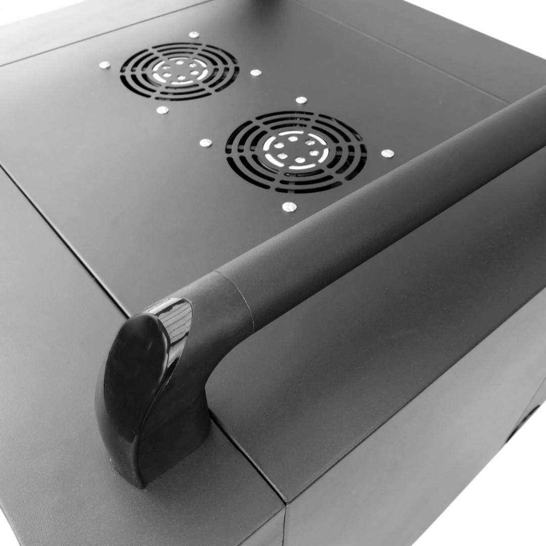 Charging and transport cabinet for 10 tablets and laptops black with 16 schuko on 2 strips