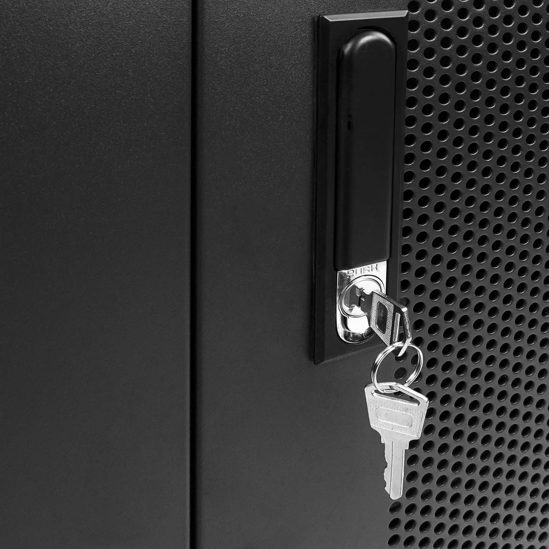 Gabinete de carregamento e transporte para 20 tablets e laptops preto com 24 schuko em 2 faixas