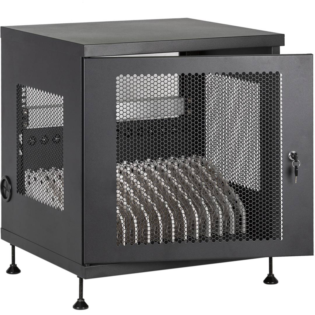 Armari de càrrega i transport per a 14 tablets i portàtils negre amb 16 schuko en 2 regletes