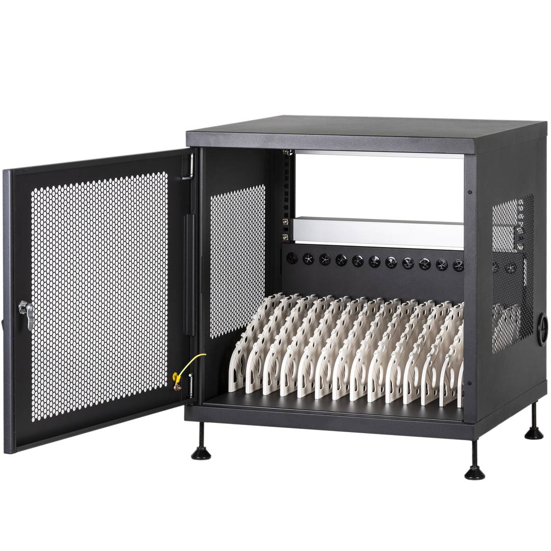 Armari de càrrega i transport per a 14 tablets i portàtils negre amb 16 schuko en 2 regletes