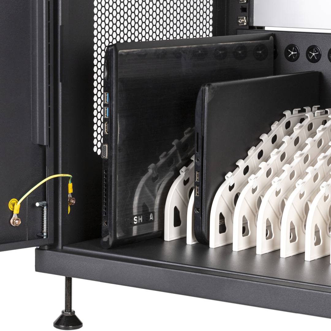 Armari de càrrega i transport per a 14 tablets i portàtils negre amb 16 schuko en 2 regletes