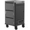 Charging and transport cabinet for 30 tablets and laptops in black with 30 Schuko sockets on 6 power strips
