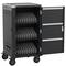 Charging and transport cabinet for 30 tablets and laptops in black with 30 Schuko sockets on 6 power strips