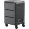 Charging and transport cabinet for 36 tablets and laptops in black with 36 Schuko sockets on 6 power strips