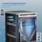 Charging and transport cabinet for 36 tablets and laptops in black with 36 Schuko sockets on 6 power strips