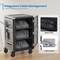 Charging and transport cabinet for 36 tablets and laptops in black with 36 Schuko sockets on 6 power strips