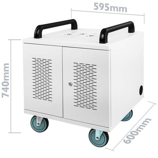Szafka ładująco-transportowa na 10 tablety i laptopy biała 16 schuko na 2 listwach