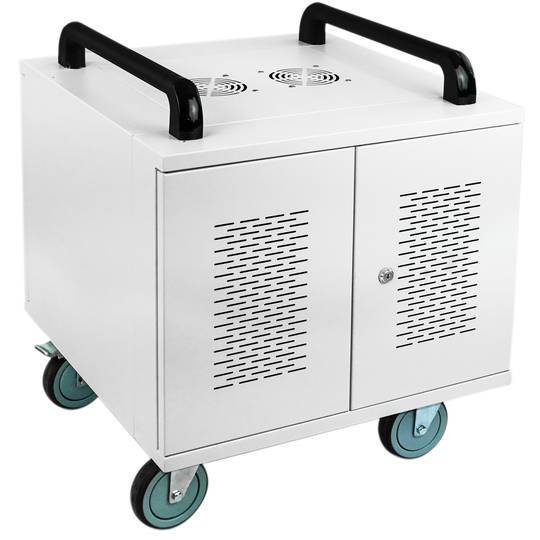 Szafka ładująco-transportowa na 10 tablety i laptopy biała 16 schuko na 2 listwach